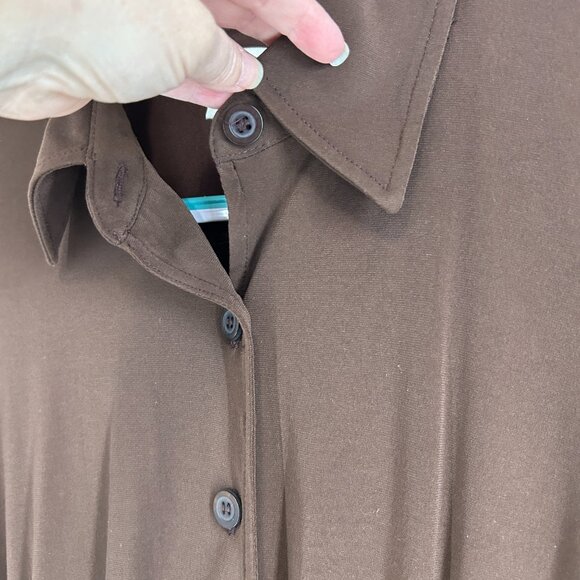 Flattering Aline full skirt choc brown easy care jersey dress Coldwater Creek 8p - Picture 8 of 12